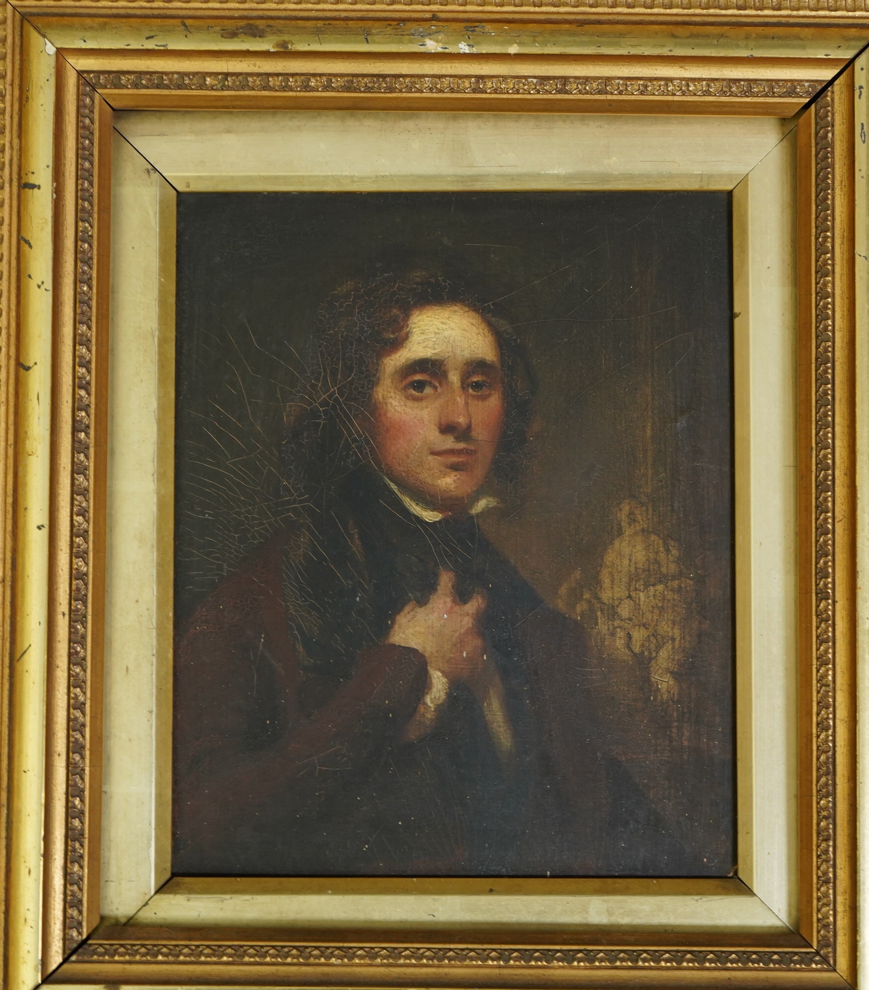 Early 19th century English School , Half length portrait of a young man, oil on panel, 21 x 17cm